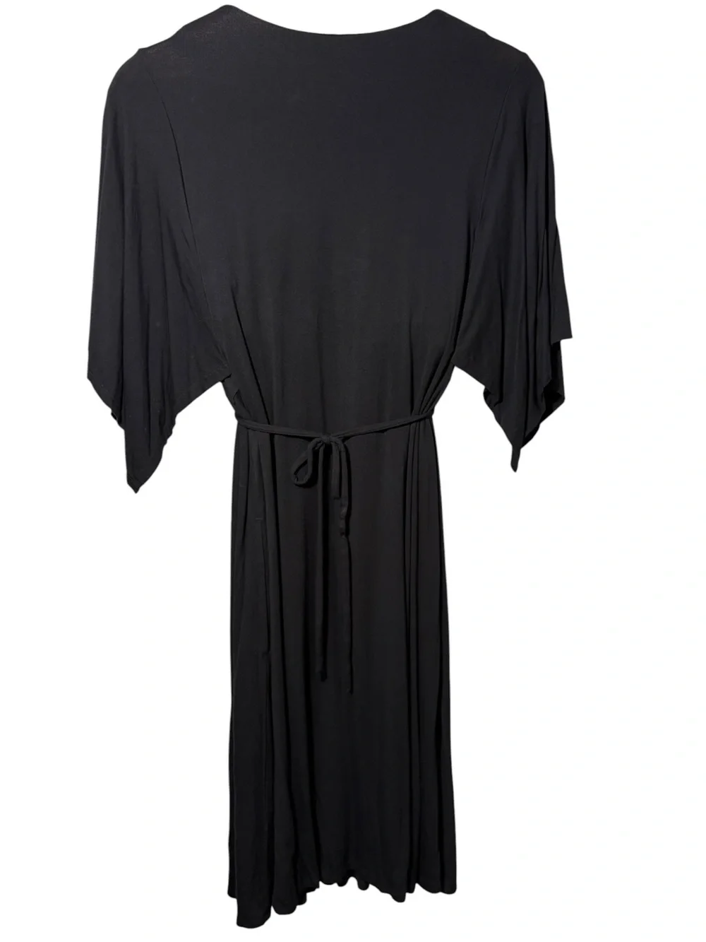 SOMA | Black Soft Jersey Caftan V-Neck Flutter Sleeve Midi Dress L Built In Bra - Picture 12 of 15